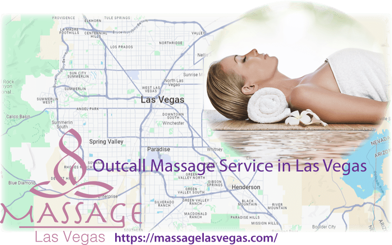 Map of Las Vegas and woman getting ready for massage